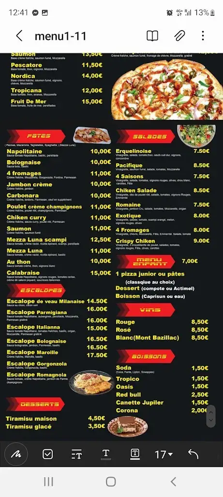 Menu_Fast and Pizza Erquelinnes_Erquelinnes_imagen_2