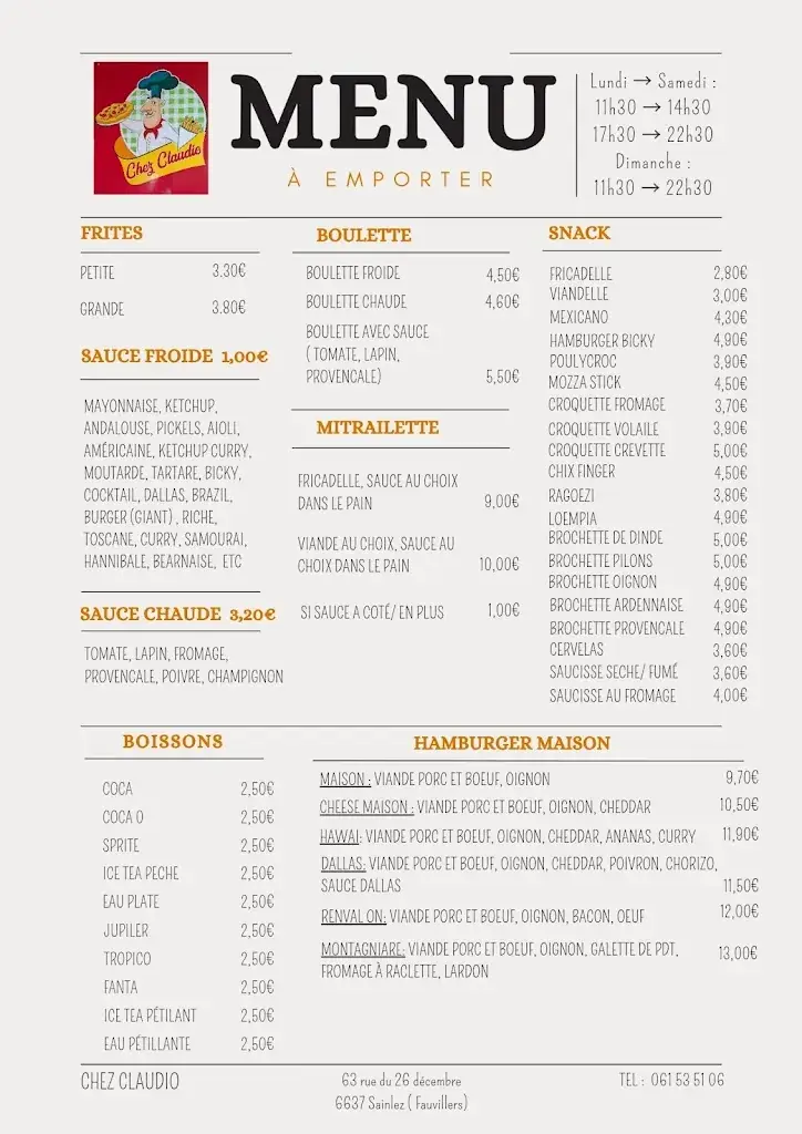 Menu_Chez claudio_Fauvillers_image_1