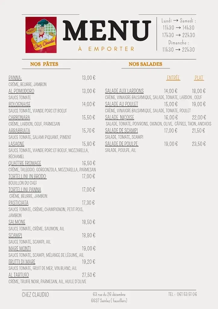 Menu_Chez claudio_Fauvillers_image_3