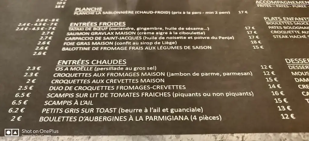 Menü_La Sablonnière_Fleurus_Bild_4