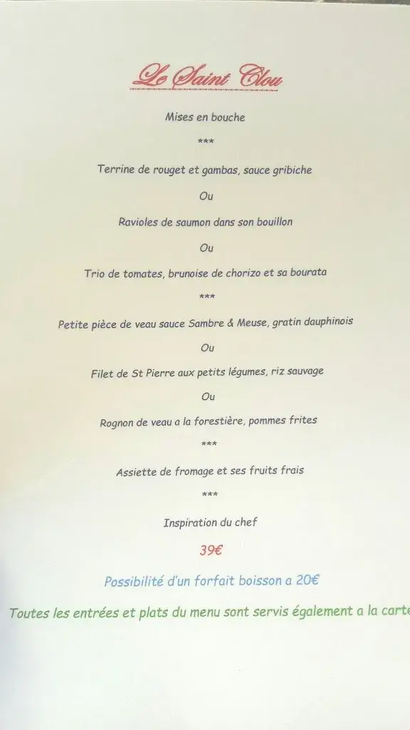 Menü_Le Saint Clou_Fleurus_Bild_1