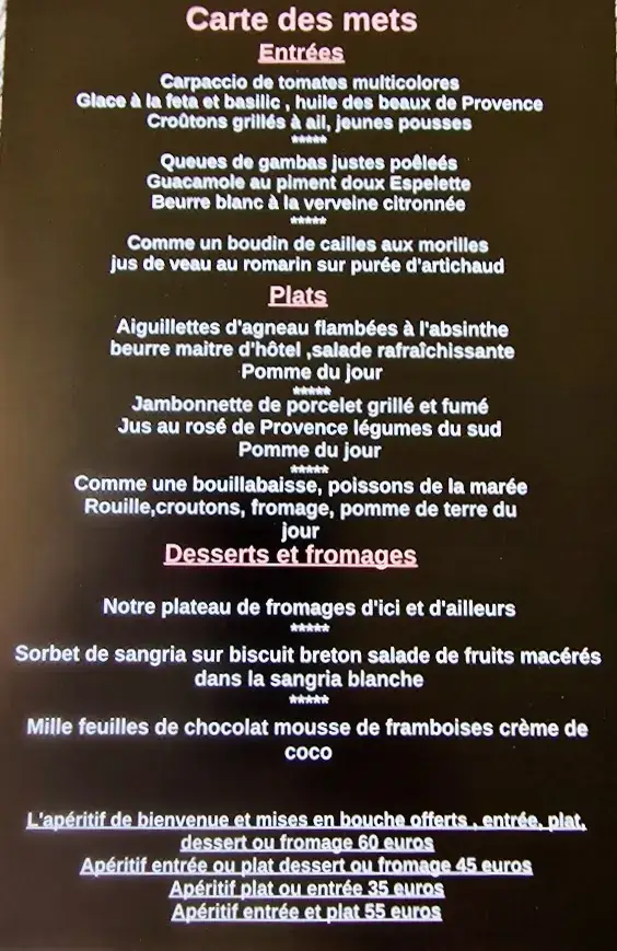 Menü_La Maraudière_Ferrières_Bild_1