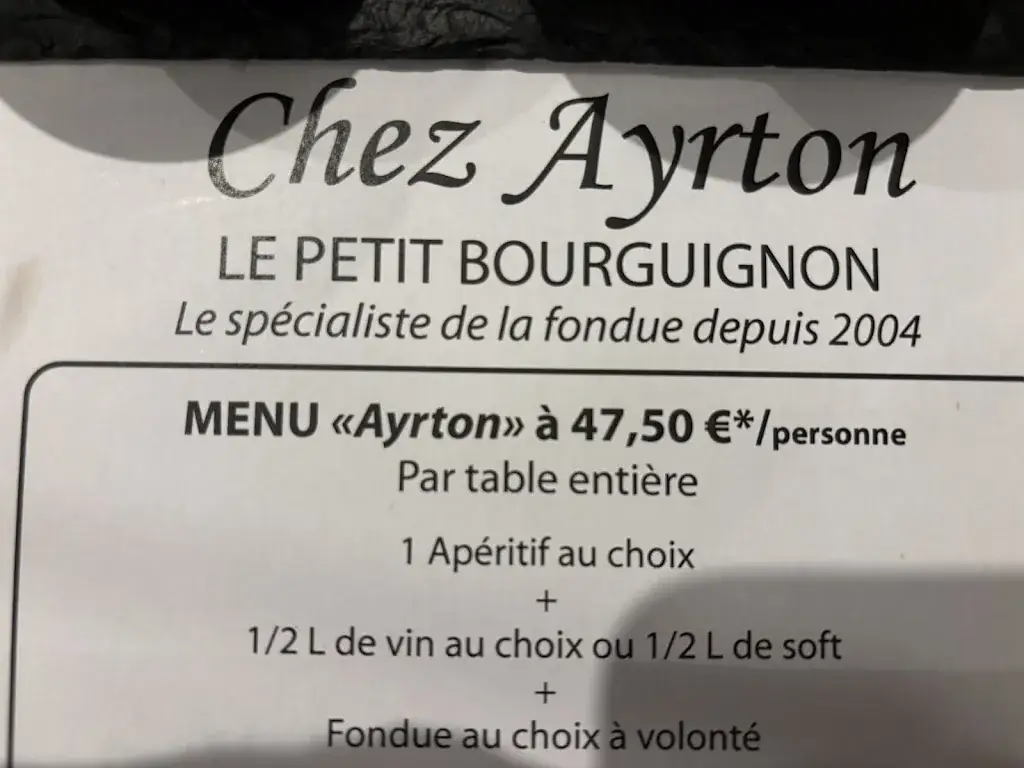 Menu_Le Petit Bourguignon « Chez Ayrton »_Fosses-la-Ville_image_1