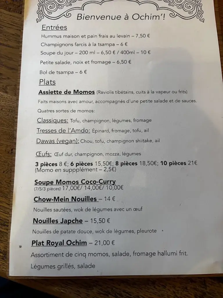 Menü_Tibetan Convention Tea House_Florennes_Bild_4