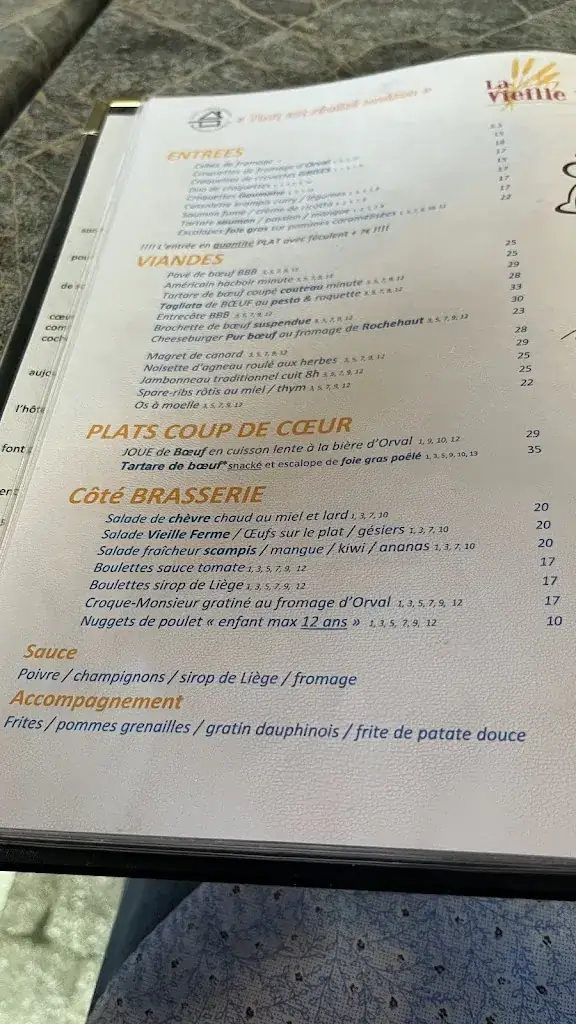 Menu_La Vieille Ferme_Florenville_image_1