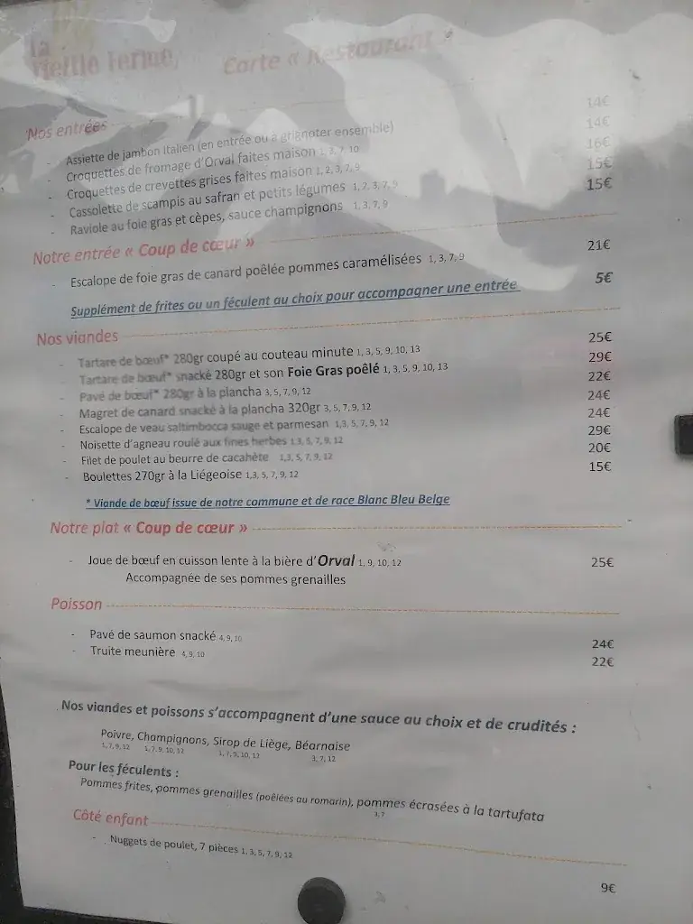 Menu_La Vieille Ferme_Florenville_image_4