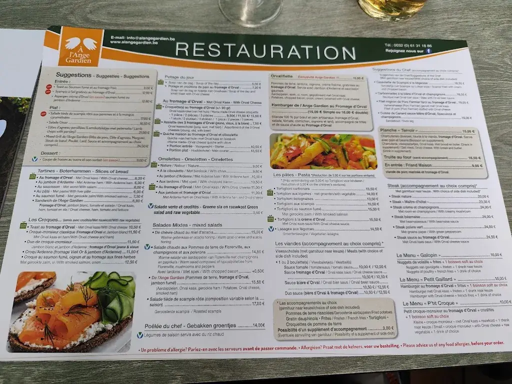 Menu_A l'Ange Gardien_Florenville_image_1