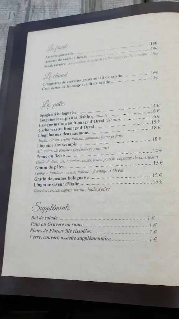 Menu_Le Relais de Chassepierre_Florenville_image_3