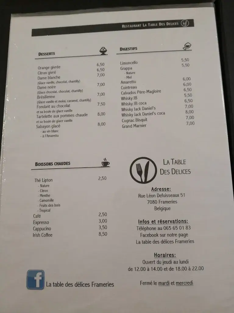 Menü_La Table Des Delices_Frameries_Bild_1