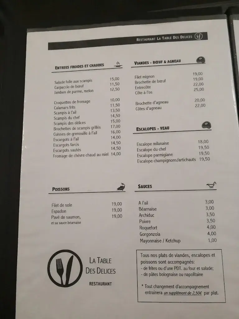 Menü_La Table Des Delices_Frameries_Bild_2