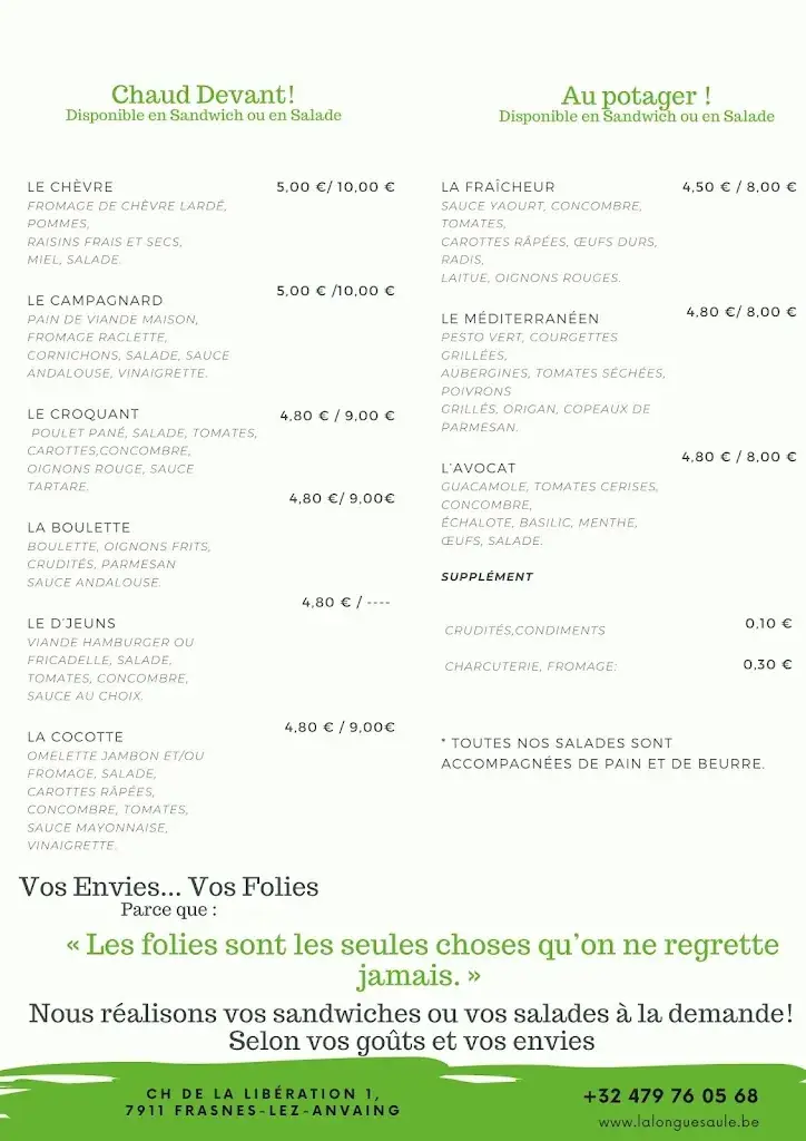 Menü_Sandwicherie La Longue Saule_Frasnes-lez-Anvaing_Bild_2