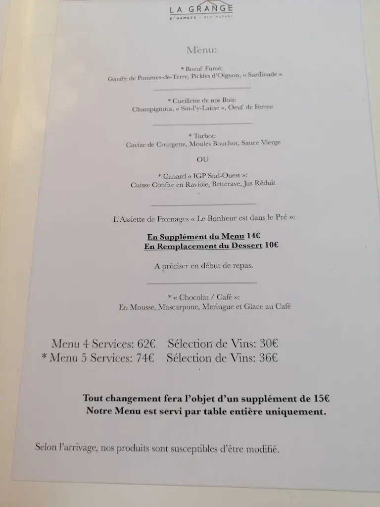 Menü_La Grange D'Hamois_Emptinne_Bild_1