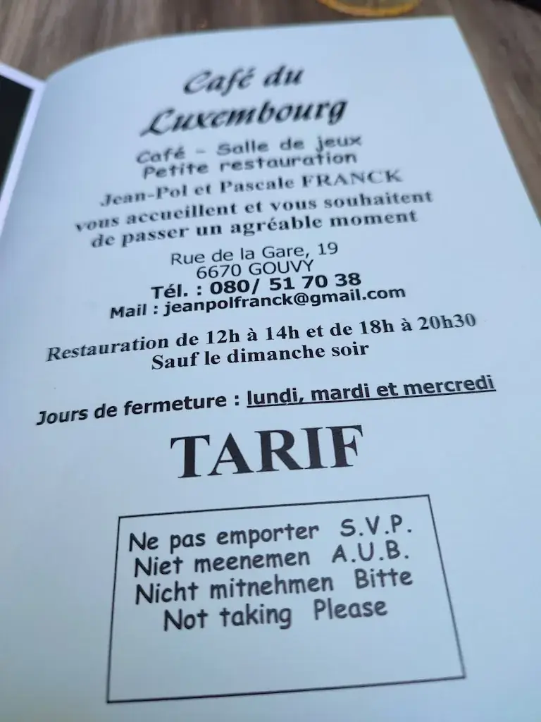 Menu_Café du Luxembourg - 