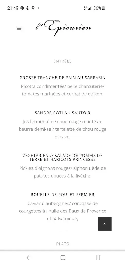 Menu_Restaurant l'Epicurien_Herve_image_3