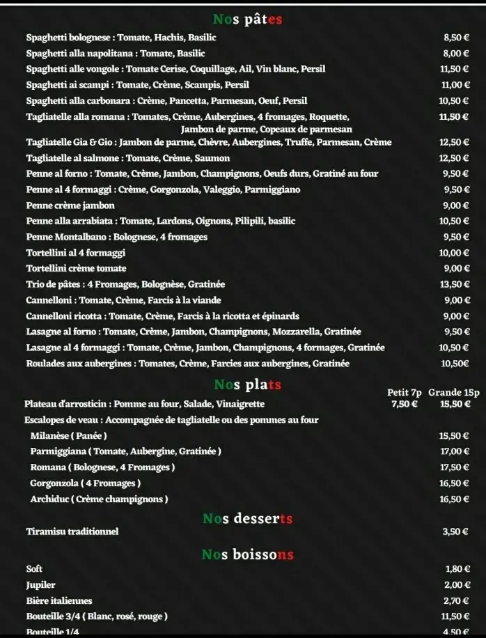 Menu_La ROMANA restaurant pizzeria & pâtes fraîches_Herstal_imagen_3