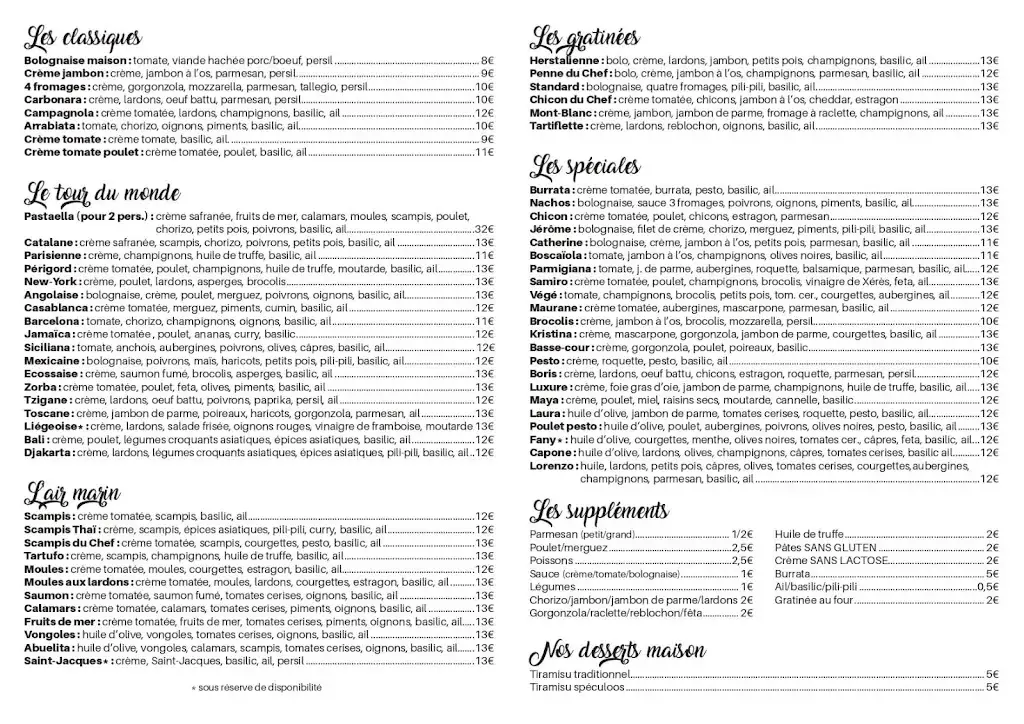 Menu_Le Bar à pâtes de Carmelo - Herstal_Herstal_image_1
