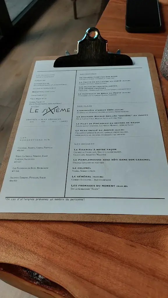 Menu_Le Sixième_Jodoigne_image_2