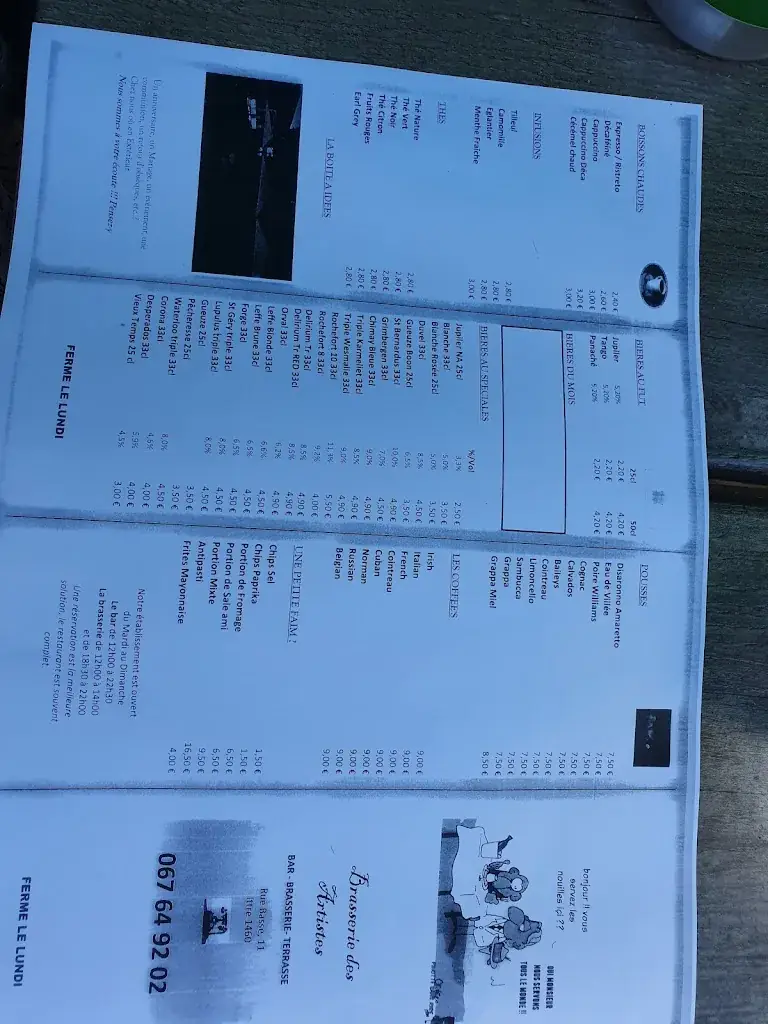 Menu_Brasserie des Artistes_Ittre_image_1