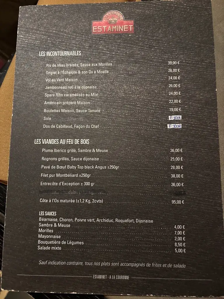 Menu_Estaminet - A la Couronne_Ittre_image_1