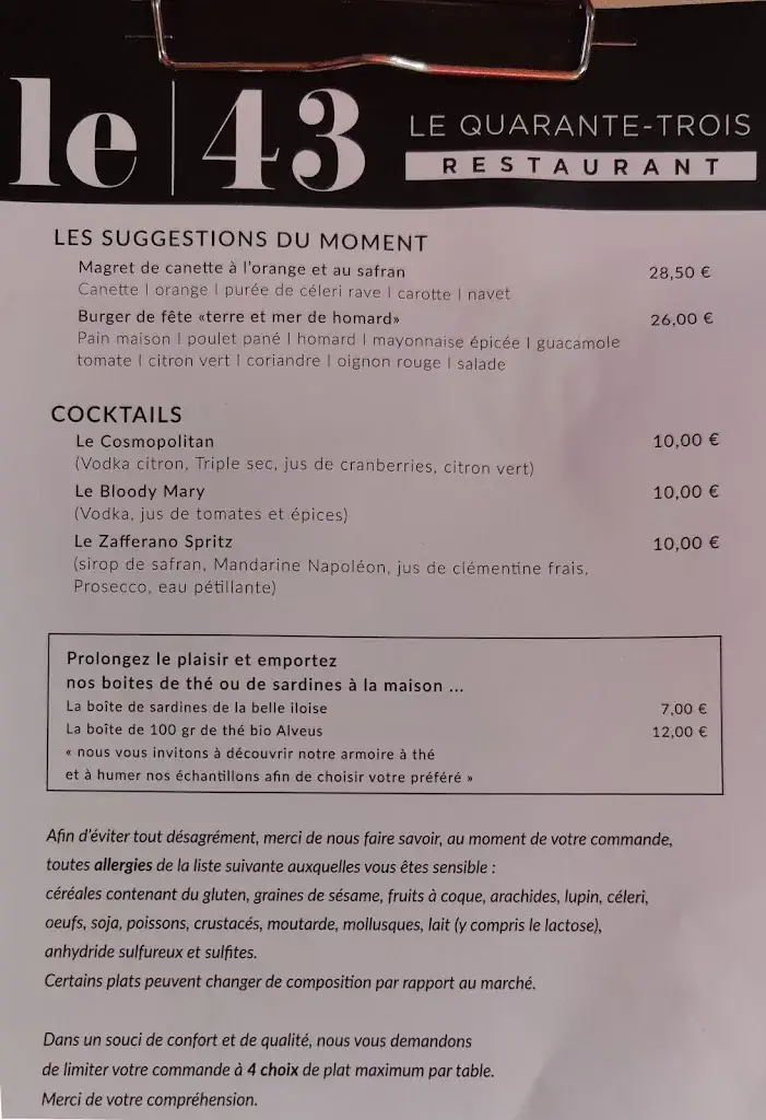 Menü_Le 43 - Restaurant_Juprelle_Bild_3