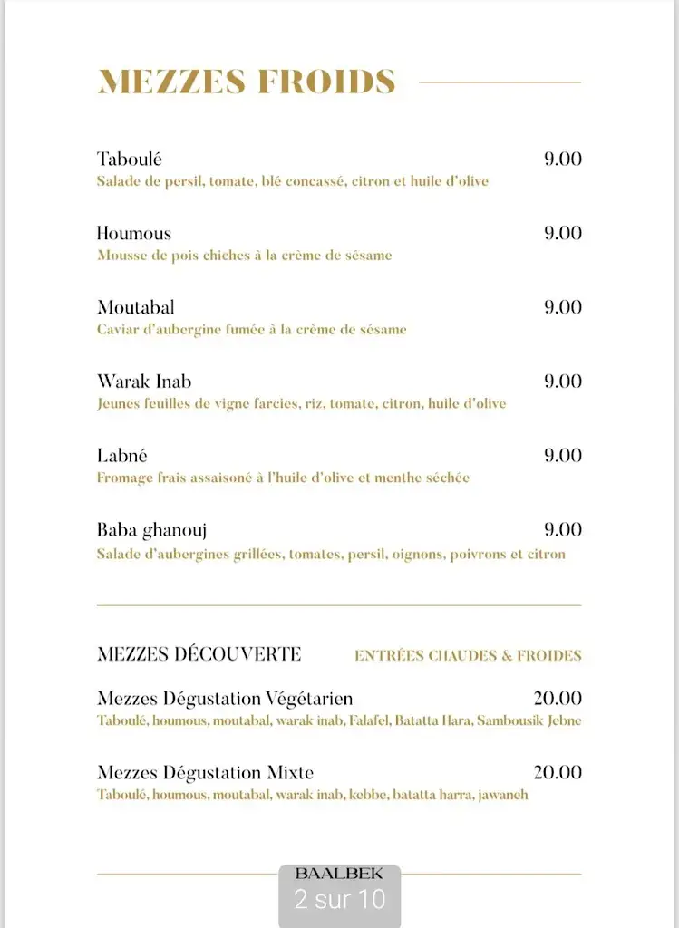 Menü_Baalbek restaurant (Luik)_Liège_Bild_2