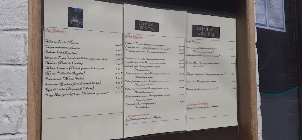 Menü_La Paillote Africaine_Huy_Bild_2