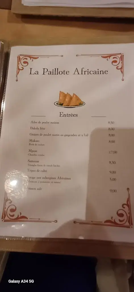 Menü_La Paillote Africaine_Huy_Bild_3