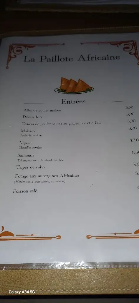 Menü_La Paillote Africaine_Huy_Bild_4