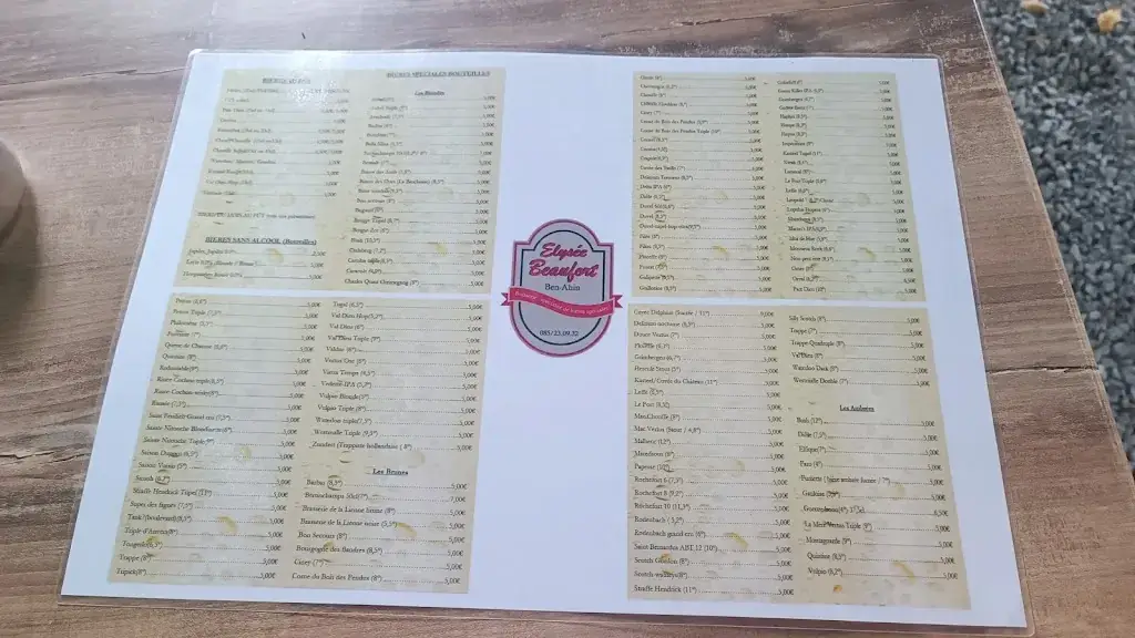 Menu_Taverne-Brasserie 'L'Elysee Beaufort'_Huy_image_2