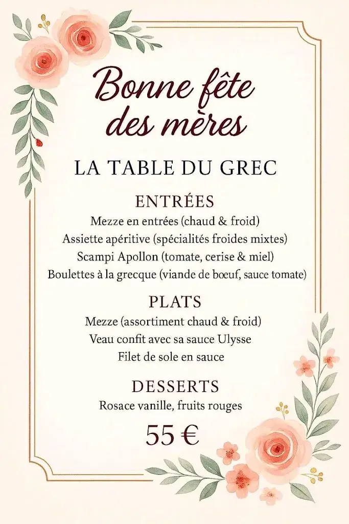 Menü_La Table du Grec_Jurbise_Bild_1