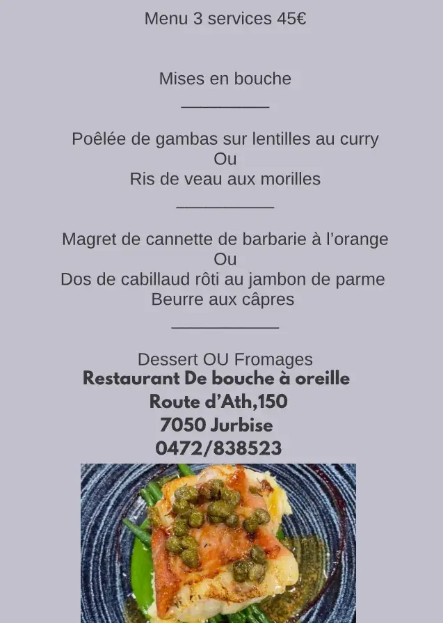 Menü_De Bouche à Oreille_Jurbise_Bild_2