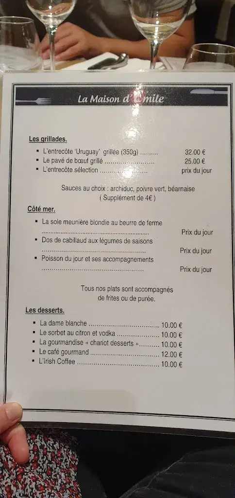 Menü_La Maison d'Émile_Jurbise_Bild_1