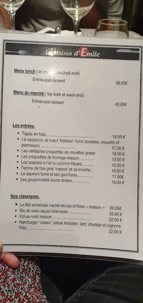 Menü_La Maison d'Émile_Jurbise_Bild_2
