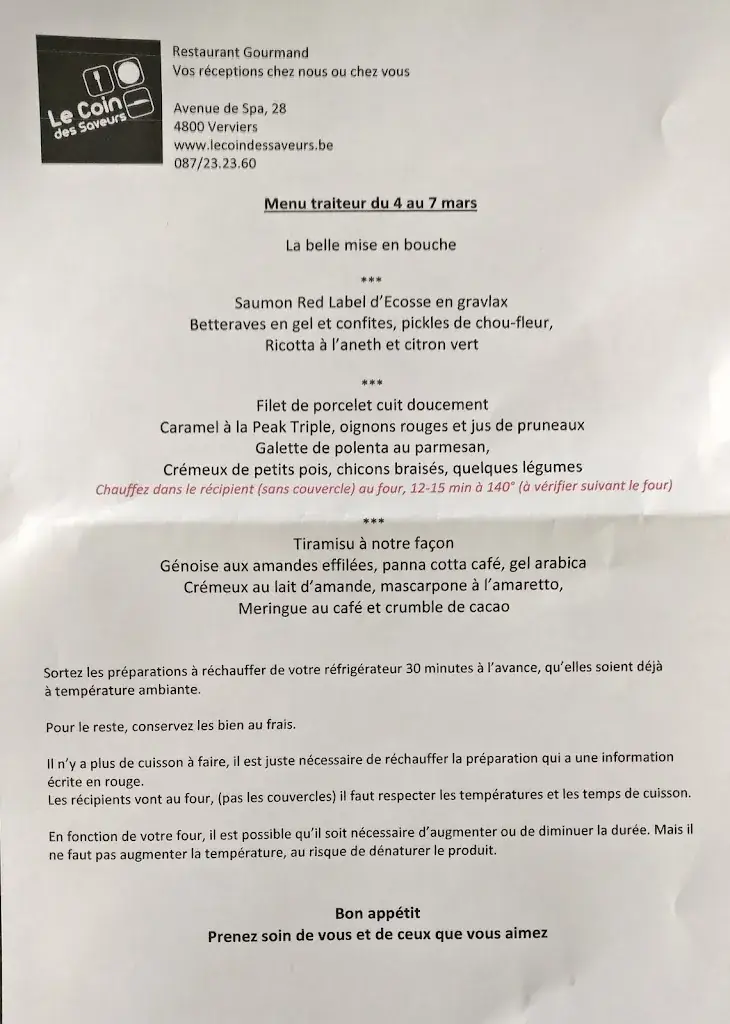Menu_Le Coin des Saveurs_Verviers_image_1