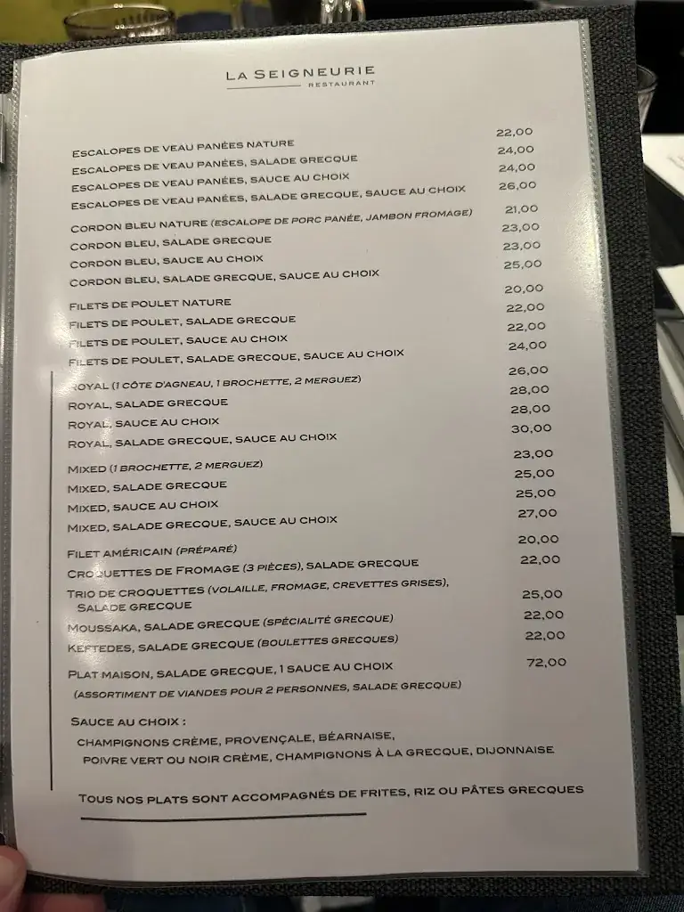 Menu_La Seigneurie_Verviers_imagen_1