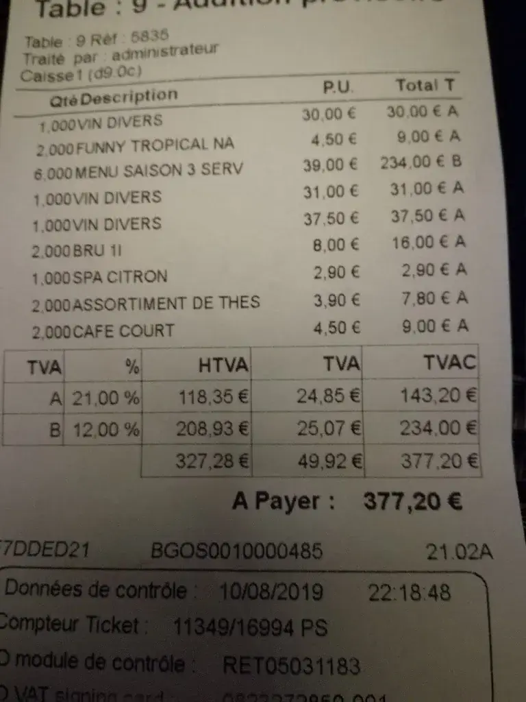 Menu_Au Clair Obscur_Verviers_imagen_1