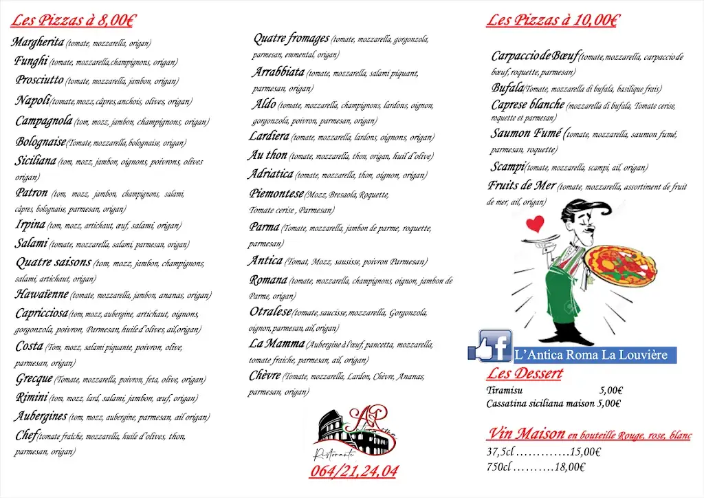 Menü_L'Antica Roma_Louvière_Bild_1