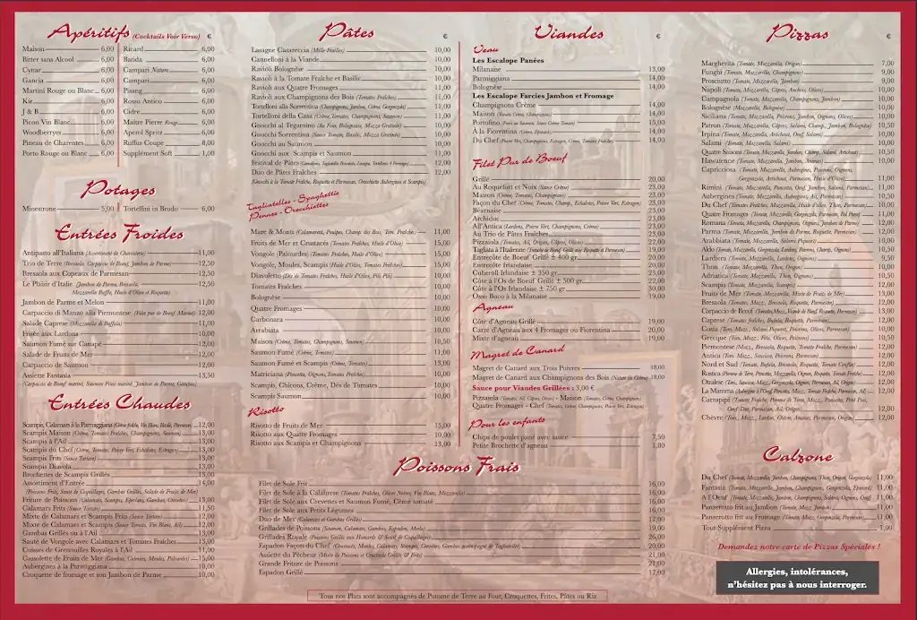 Menü_L'Antica Roma_Louvière_Bild_2