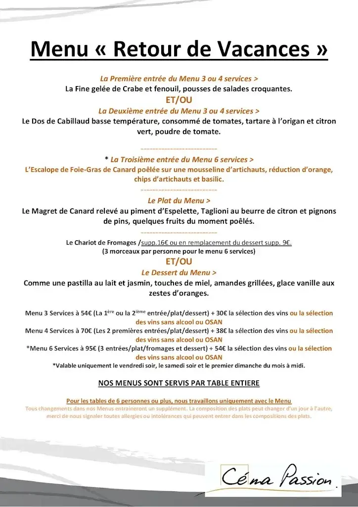 Menu_Céma Passion_Louvière_image_1