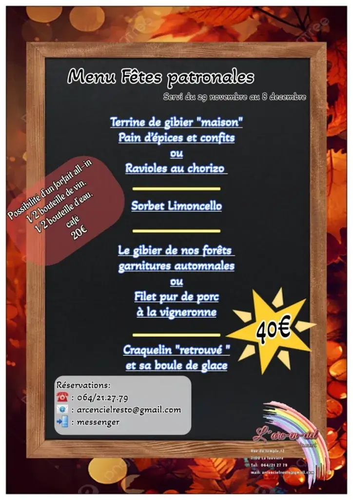 Menü_L'Arc-en-Ciel_Louvière_Bild_1