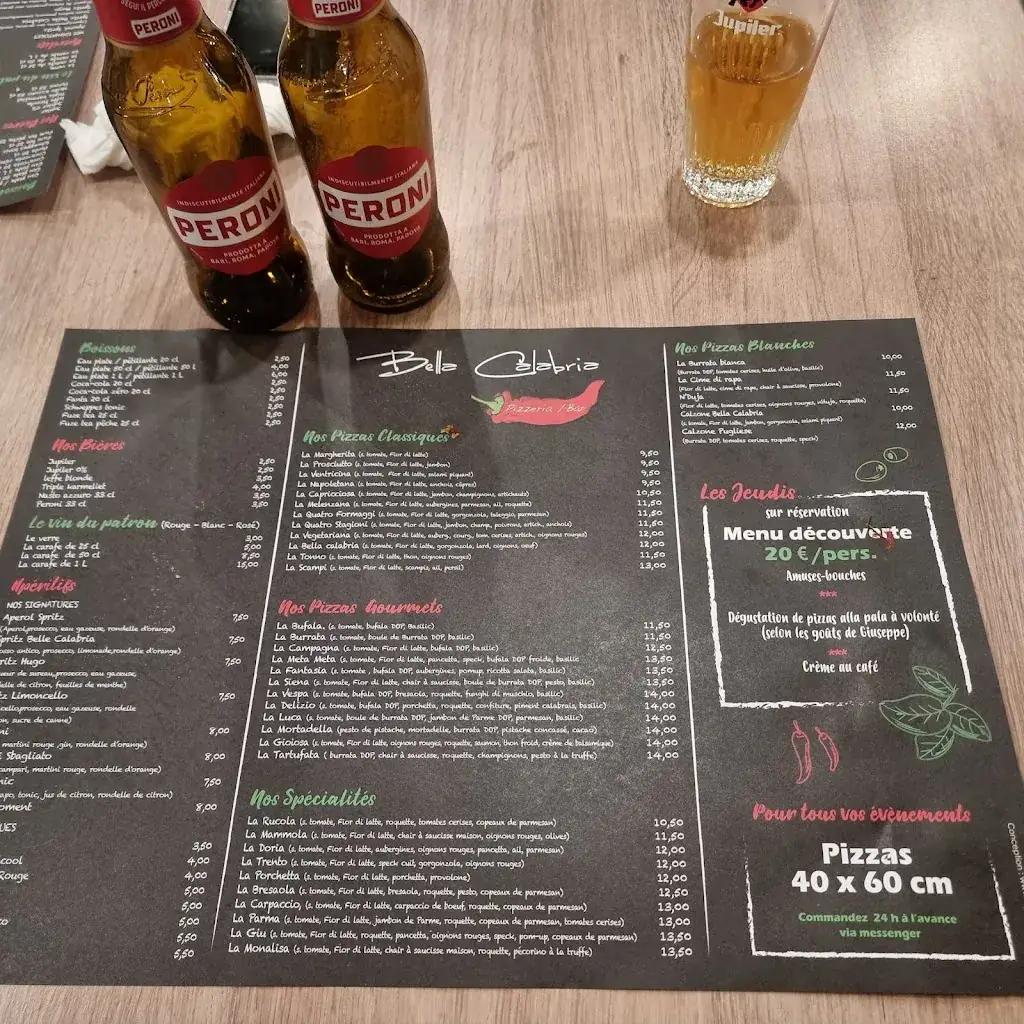 Menu_Bella Calabria_Louvière_imagen_1