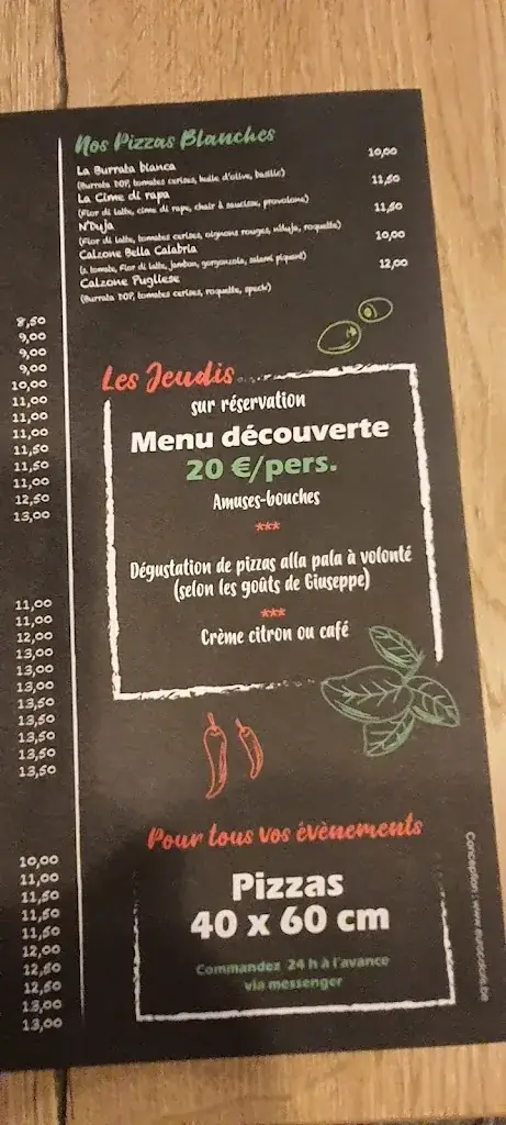 Menu_Bella Calabria_Louvière_imagen_2