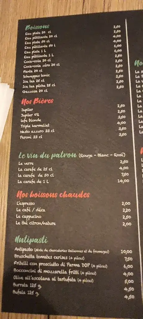 Menu_Bella Calabria_Louvière_imagen_4