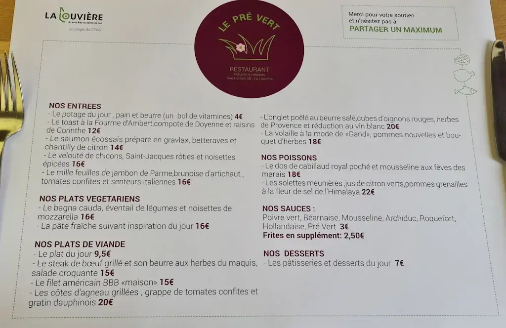 Menu_Au Pré Vert_Louvière_image_1