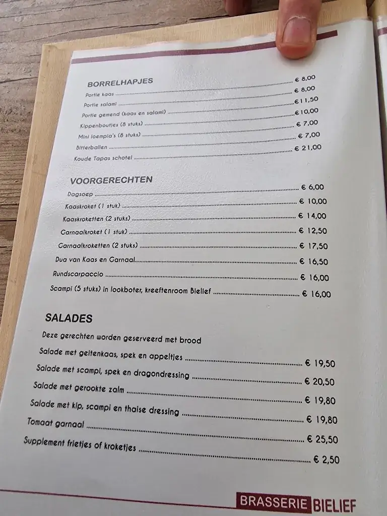 Menu_Brasserie Bielief_Boortmeerbeek_imagen_1