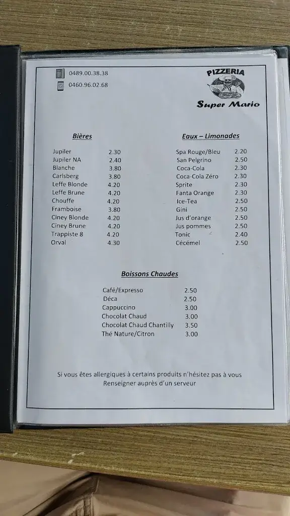 Menu_Pizzeria Super Mario_Roche-en-Ardenne_image_1