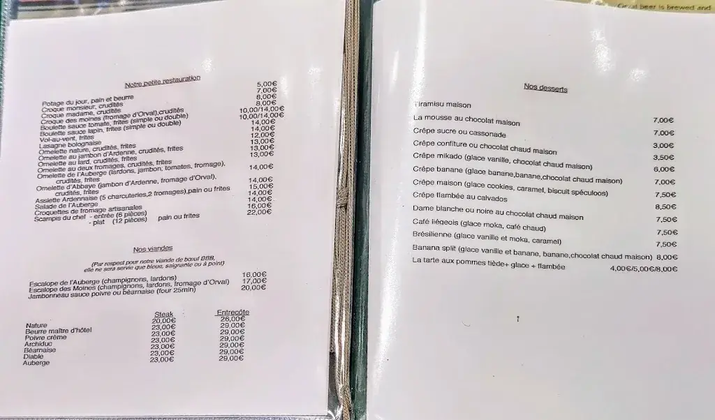 Menu_L'auberge Gourmande_Libin_image_1