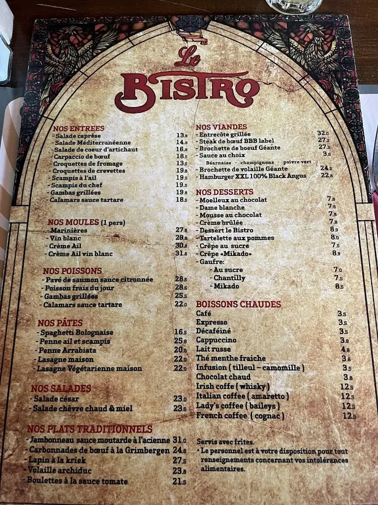 Menü_Le Bistro - Porte de Hal_Bruxelles_Bild_2