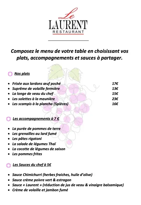 Menu_Restaurant Le Laurent_Libin_image_1
