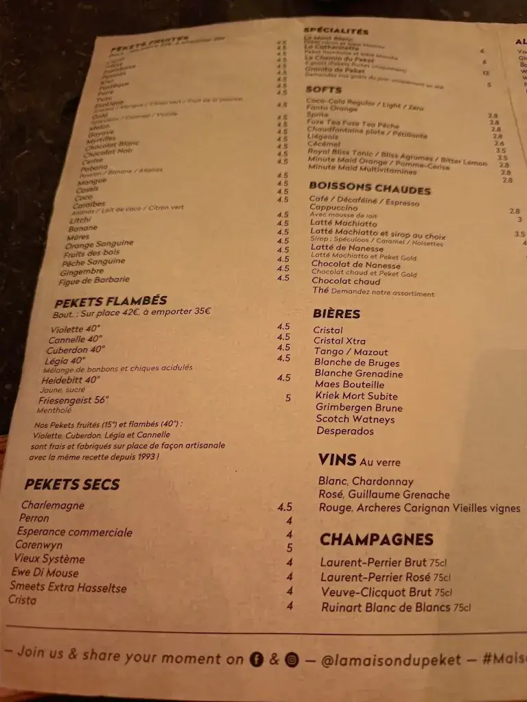 Menü_La Maison du Peket Bar - Amon Nanesse Restaurant - Appart Hotel_Liège_Bild_3